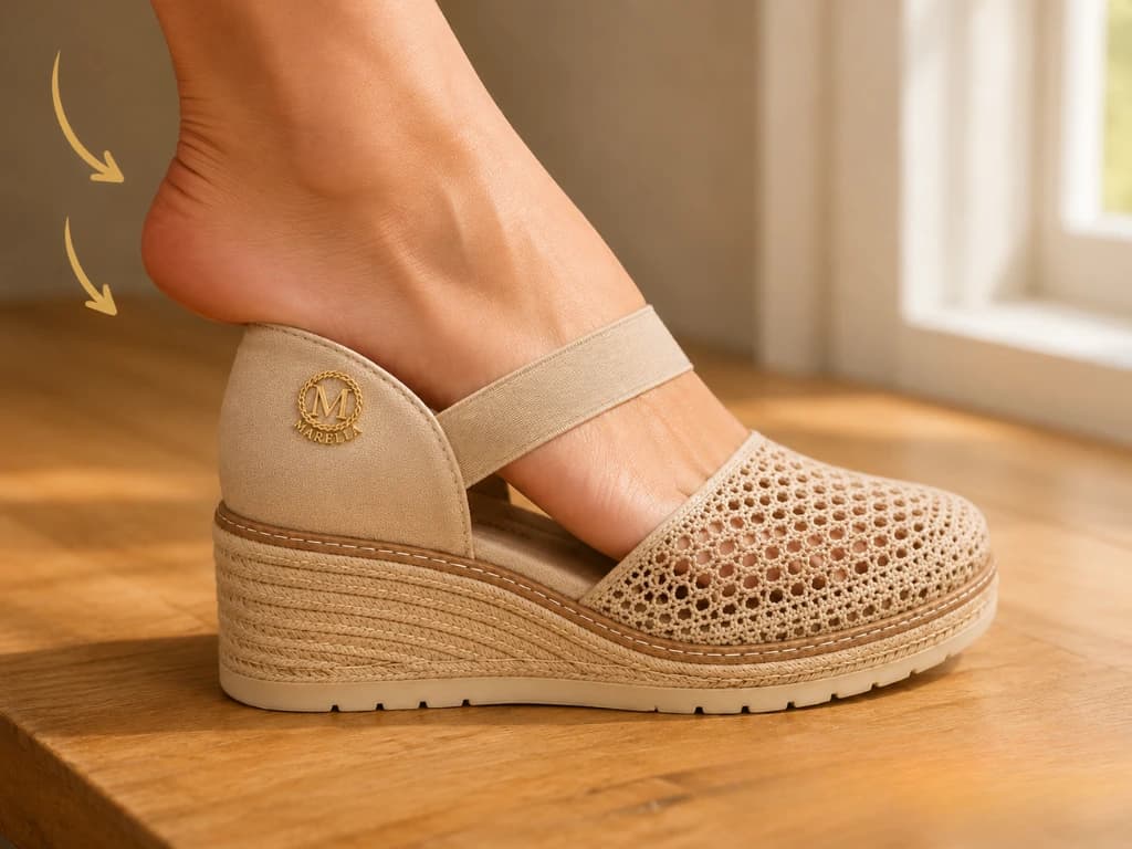 Cinturino elastico che si allarga per infilare la scarpa